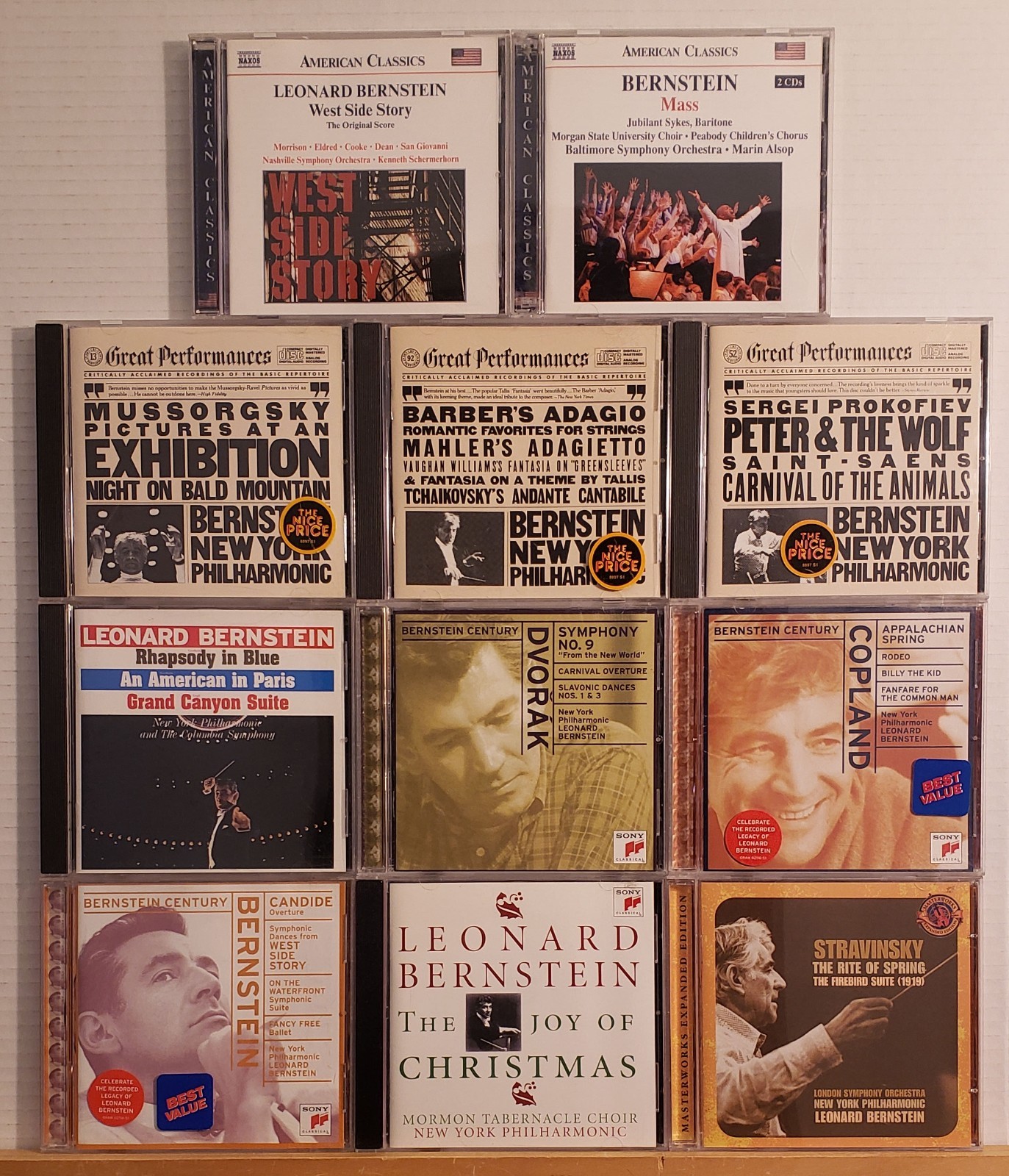 Leonard Bernstein CD collection, 11 different titles, great addittion