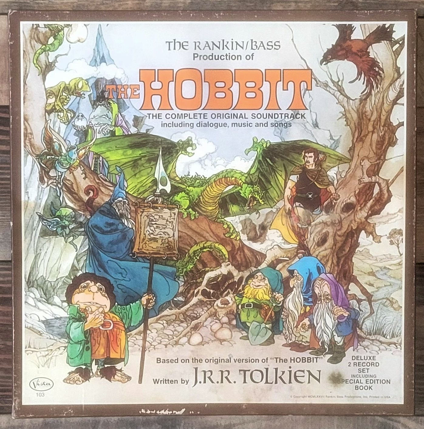 The Hobbit Rankin/Bass 3X Special Edition LP w/Book, Poster, Patches VG+/VG+